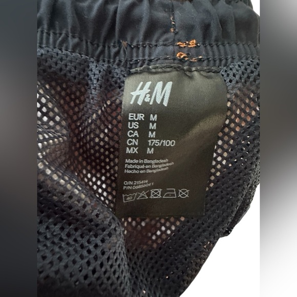 H&M Geometric Print Swim Shorts Orange White Size M - Picture 8 of 9